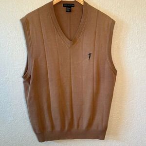 Fairway‎ Outfitters Men’s Golf Tan Ribbed Cotton Large V Neck Sweater Vest